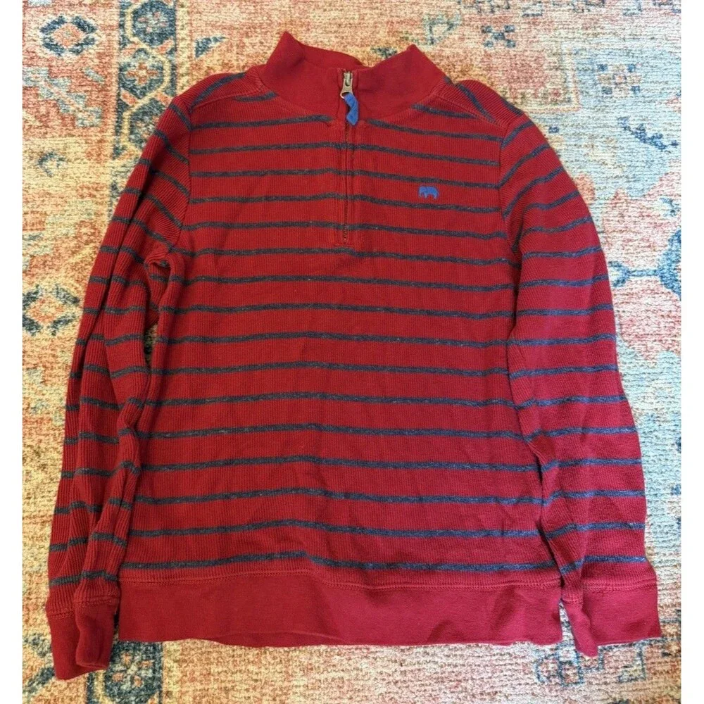 Carters Boys Quarter Zip Pullover Size 8 Red Navy Stripe